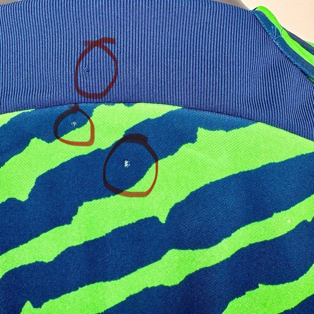 Nike Brazil Soccer Jersey CBF Neon Green Blue Zebra Strip Shirt Sz M NWT - Picture 8 of 8